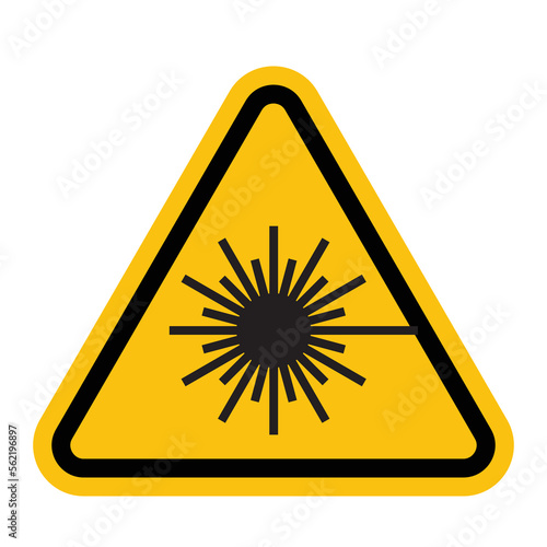laser beam warning sign, hazard, vector illustration 
