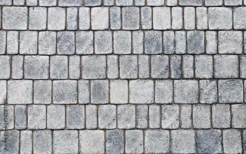Paving slabs of gray color. Paving stones in walkway