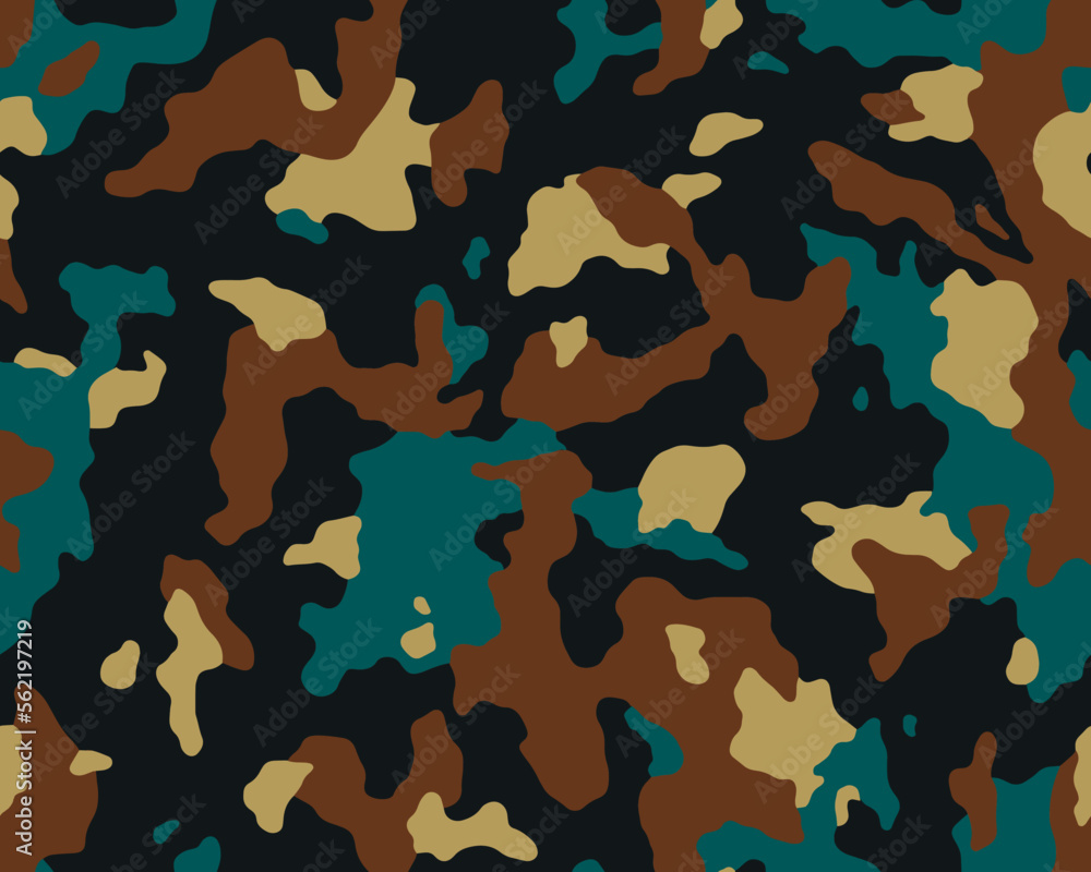 Fototapeta premium Full seamless camouflage texture skin pattern vector for military textile. Usable for Jacket Pants Shirt and Shorts. Army camo masking design for hunting fabric print and wallpaper. 