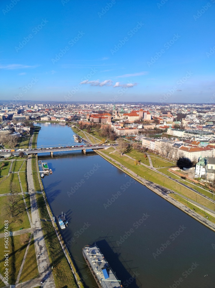 aerial view of the city - obrazy, fototapety, plakaty 