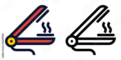 Flat Iron for Hair. Color and Line icons