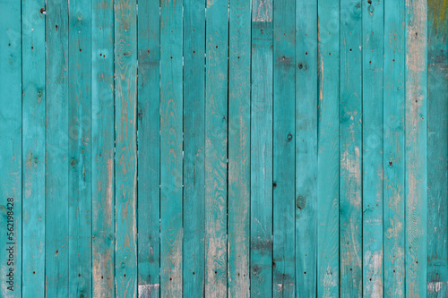 Wooden planks turquoise abstract background, mockup and blank space