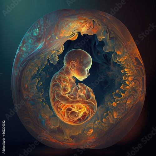 fetus inside uterus. pregnancy and fertility concept. generative ai photo