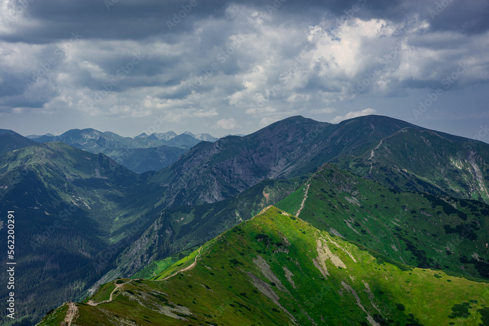 Beautiful view of the Tatra Mountains landscape. View of the mountains from the top. High mountain landscape. Beautiful view of the Tatra Mountains landscape. View of the mountains from the top. High mountain landscape.