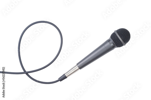 Classic vocal microphone on white with copy space