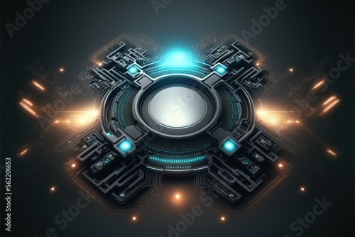 Futuristic microchip processor. Quantum computer, big data processing, database concept. Development of technologies of the future CPU and microprocessors for machine learning, ai