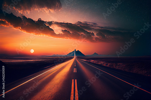 Straße im Sonnenuntergang, Generative KI