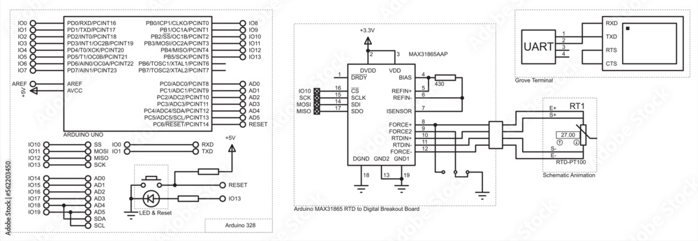 Vector schematic diagram of an electronic device on the arduino. Data ...