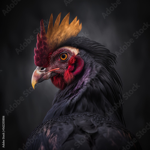 Canvas Print Chicken-Cockerel Portrait was created with Generative AI.
