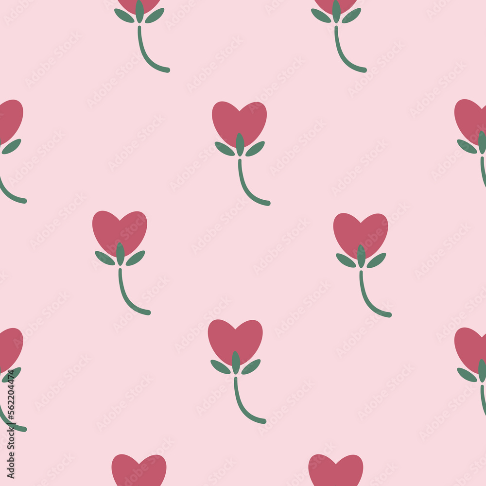 holiday vector flowers in the form of hearts seamless pattern
