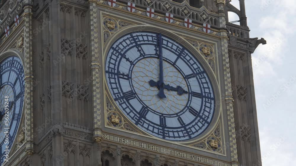 A close up view of the Big Ben tower’s clock. A close up view of the Big Ben tower’s clock.
