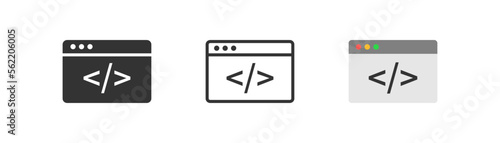 Web development concept icon on light backround. Online programming, website codding. Flat style. Vector illustration. Outline, flat, and colored style.
