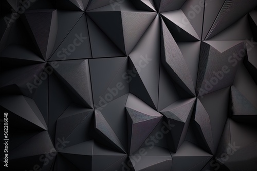 Abstract black background with pyramidal shapes. Future-looking, gloomy scenery. Generative AI photo