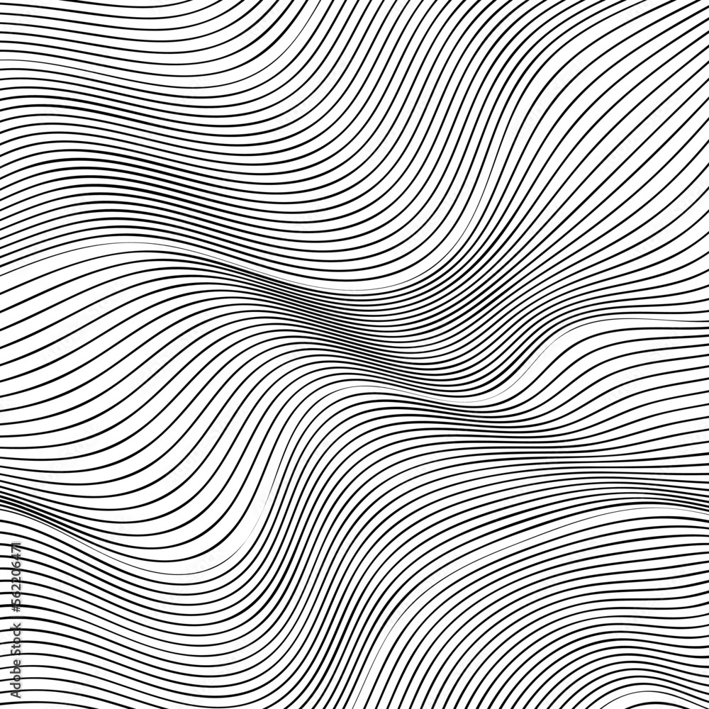 abstract smooth waves background. black and white wavy stripes background