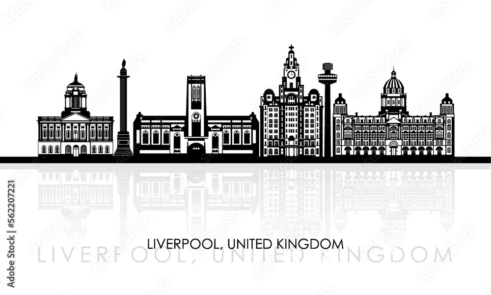 Silhouette Skyline panorama of Liverpool, United Kingdom - vector illustration