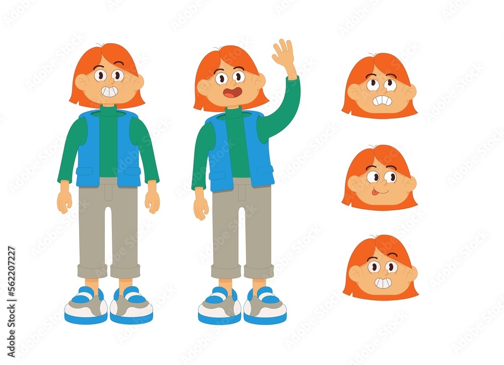 A girl with red hair and different emotions A girl with red hair and different emotions