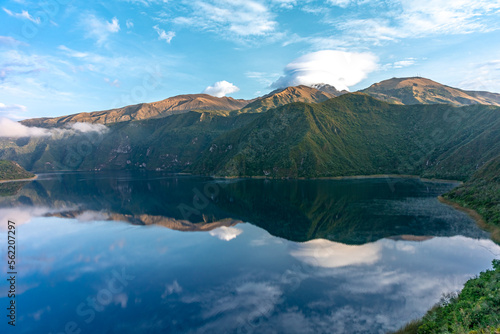 Cuicocha crater lake at the foot of Cotacachi Volcano in the Ecuadorian Andes. © edojob