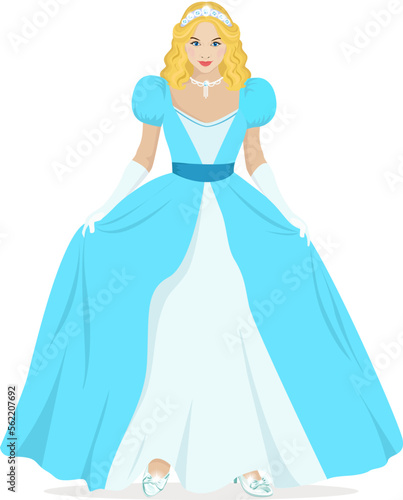 Fairy tale Cinderella in an elegant dress at the ball
