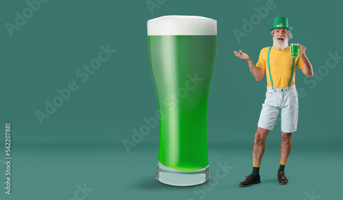 Senior man and big glass of...
