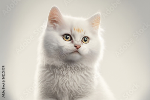 Cat illustration - Cute cat - Furry cat - Cat on white background - Cat in studio
