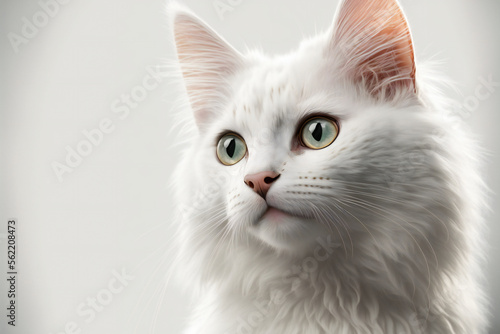 Cat illustration - Cute cat - Furry cat - Cat on white background - Cat in studio