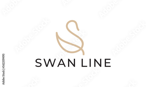 bird wing leaf logo design. abstract line swan template vector illustration.