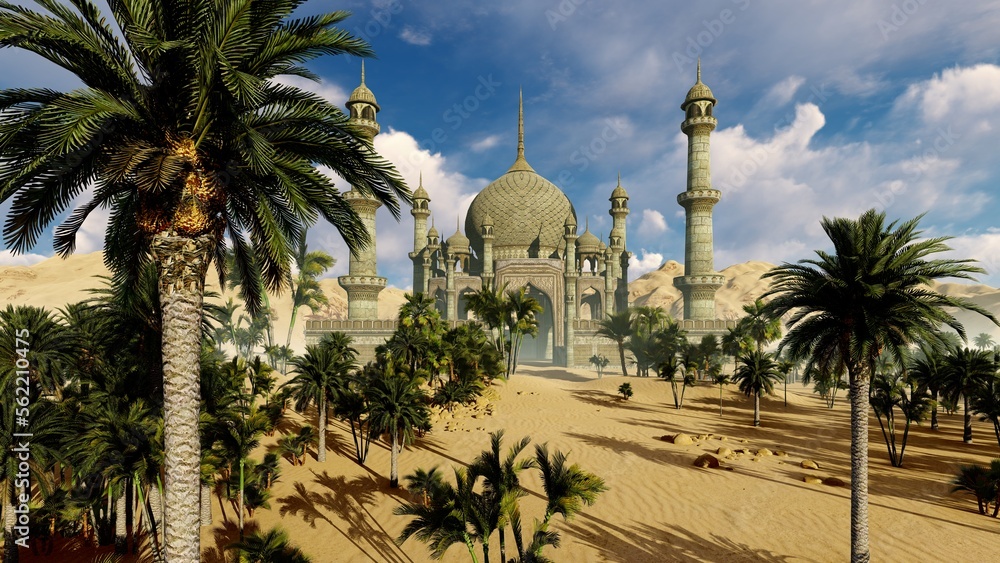 Naklejka premium Eastern temple in the desert