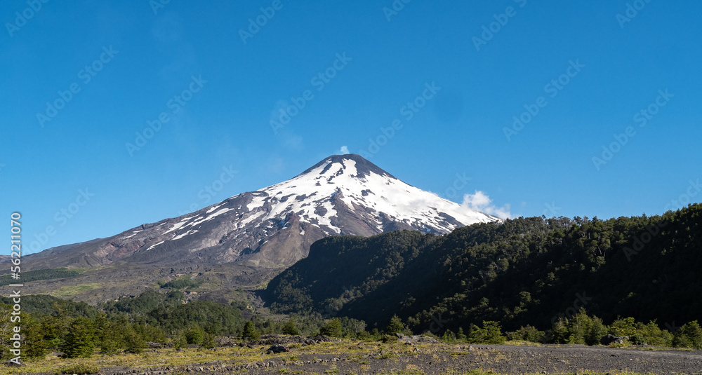 Active volcano on the mountain, southern Chile.