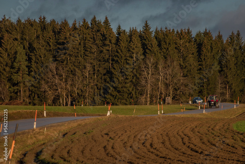 Landscape in north Austia in winter sunny morning without snow photo