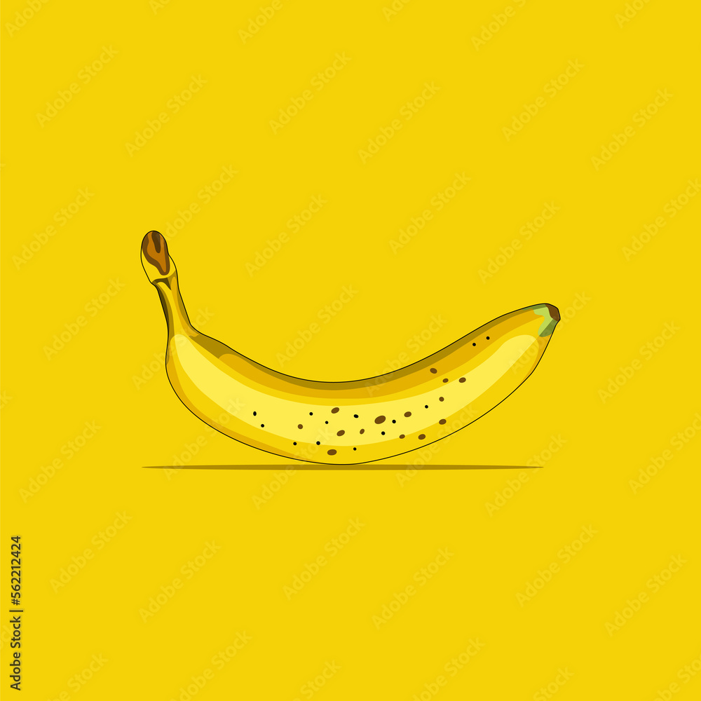 Banana on yellow background. Minimal style. Food concept