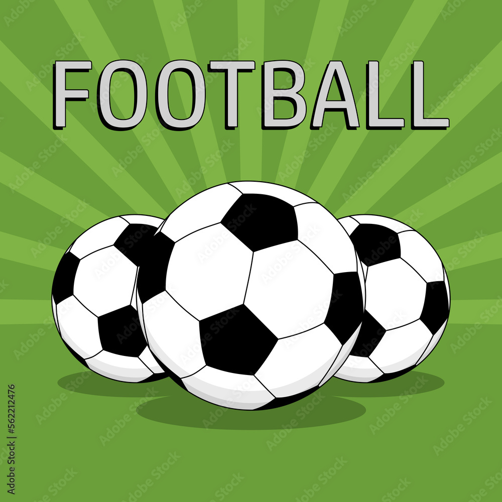 Soccer balls on green background. Football poster design Soccer balls on green background. Football poster design