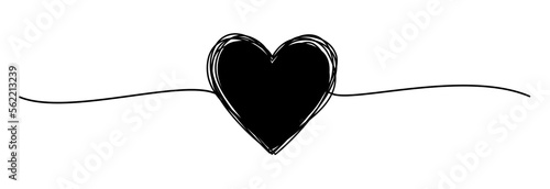 Tangled grungy heart scribble isolated on white background