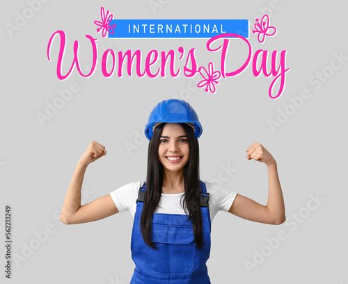 Female worker against light...