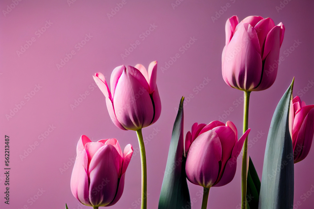 Wunderschöne rosa Tulpen auf rosa Hintergrund mit Platzhalter. Perfekter Hintergrund für den Frühling, Valentinstag, Ostern, Geburtstag, Hochzeit, Muttertag und Weltfrauentag - Ai generiert Wunderschöne rosa Tulpen auf rosa Hintergrund mit Platzhalter. Perfekter Hintergrund für den Frühling, Valentinstag, Ostern, Geburtstag, Hochzeit, Muttertag und Weltfrauentag - Ai generiert