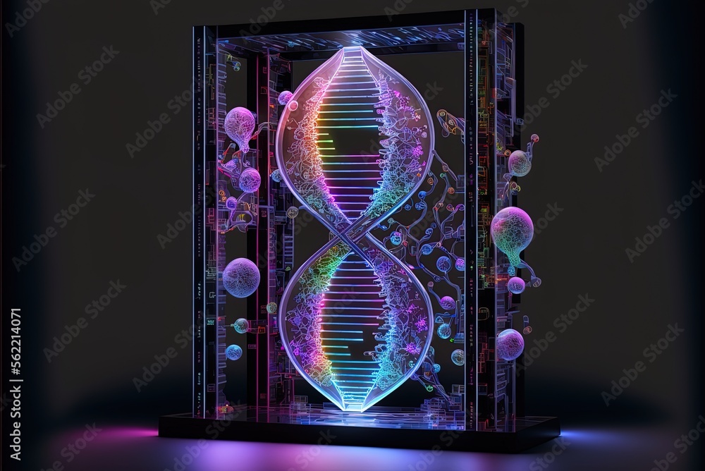 Cartoon of a holographic strand of DNA, a tool of genetic engineering ...