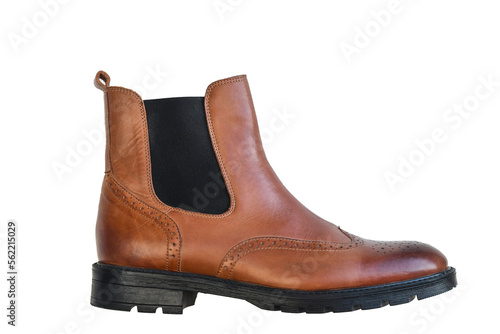 Light tan chelsea men boots isolated on white background. 