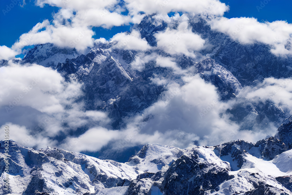 clouds over the mountains, Generative AI