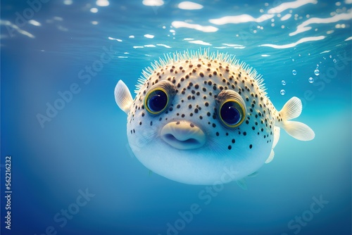 Innocent cute looking dangerous poisonous pufferfish generative AI