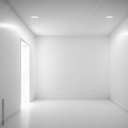 White empty room, nobody. Generative AI.