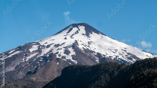 Great active volcano with snow in the south of Chile.