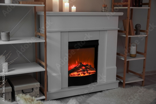 Modern electric fireplace w...