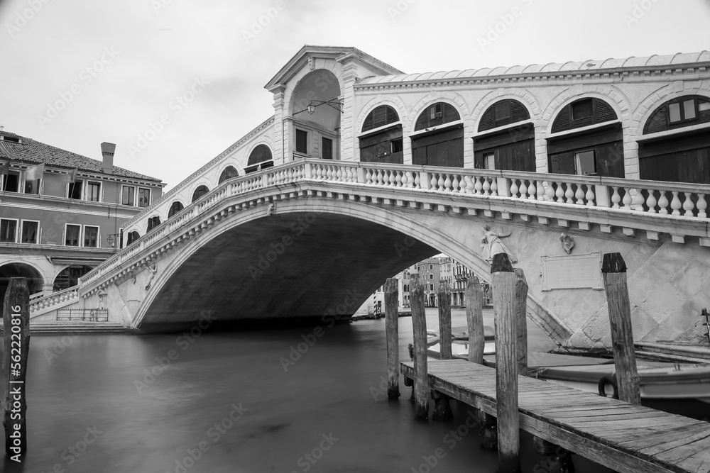 Famous Rialto Bridge symbol of the island of Venice in Italy with no people