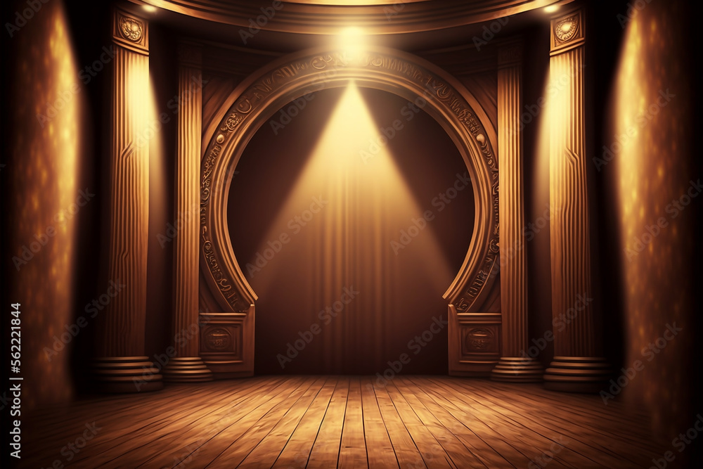 Beautiful fantastic background, location with wooden buildings, and