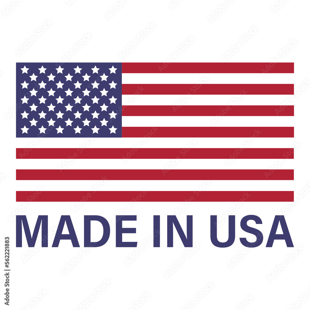 American flag and Made in the USA label, product emblem, logo design