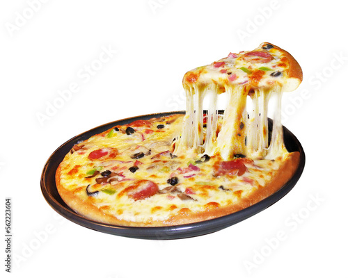 italian food pizza with cheese isolated detoured