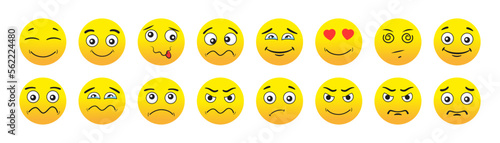 Cartoon emoji . Set of emoticon smile icons.