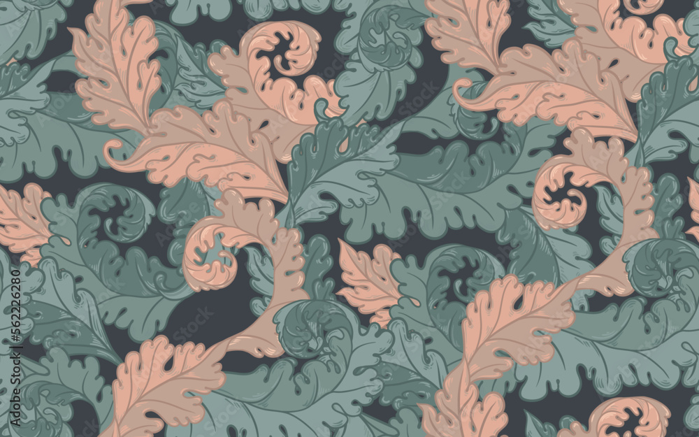 Fototapeta premium Floral vintage seamless pattern for retro wallpapers. Enchanted Vintage Flowers. Arts and Crafts movement inspired. Design for wrapping paper, wallpaper, fabrics and fashion clothes.