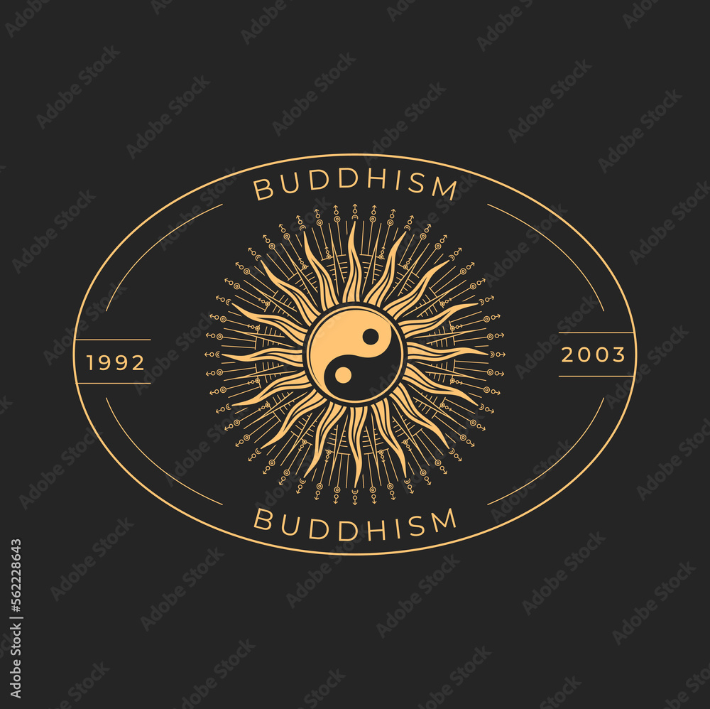 Buddhism religion sacred astrology or magic icon with Yin and Yang