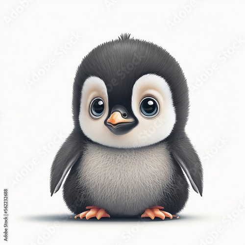 Cute and adorable Baby Penguin, Antarctic anaimal with cartoon style photo