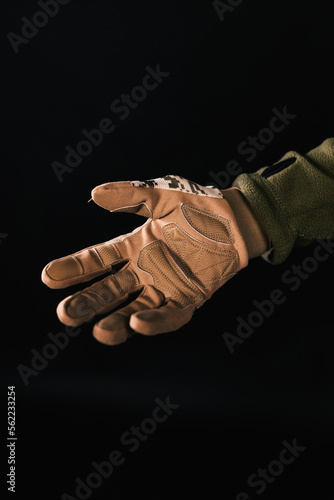handshake isolated on black background © Andrii